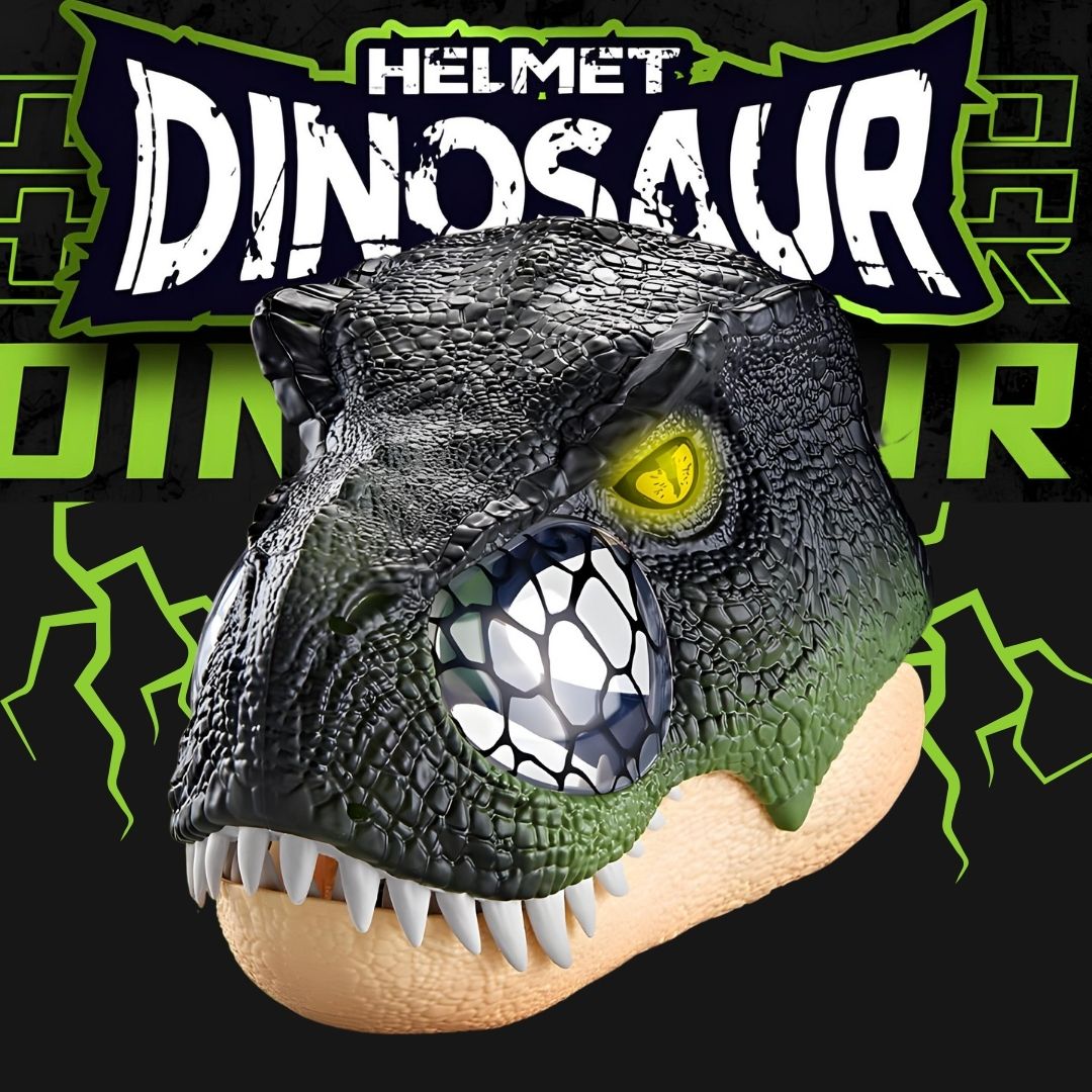 Dnosaur Helmet Mask Moving Jaw Dino with Adjustable Headband Glowing E