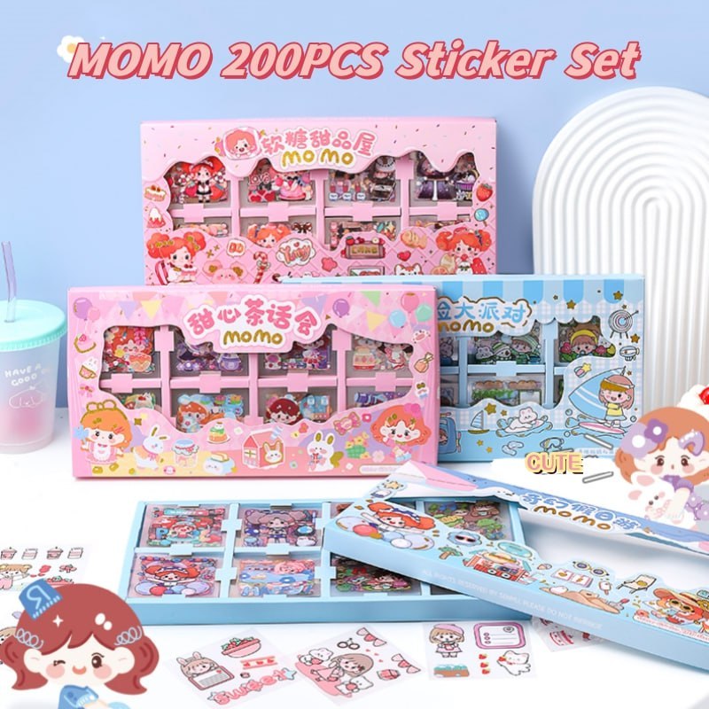 Momo 200 Pieces Sticker Set Decoration Scrapbook Supplies for Kids
