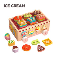 Wooden Intelligence Car Ages 3+ Shape Sorting Ice Cream and Animal Paradise Gift For Kids by WISHLAND