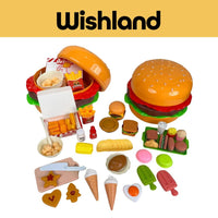Hamburger Play Set Ages 3+ Pretend Food with Storage Gift For Kids by WISHLAND