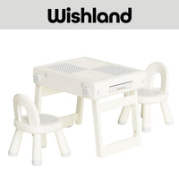 Foldable Table with 2 Chairs Ages 2+ Reversible Tabletop Learning Desk Gift For Kids by WISHLAND