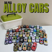 50 Pieces Alloy Cars Pull Back with Storage Box for Kids by WISHLAND