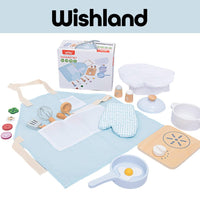 UMU Wooden Cooking Play Set Ages 3+ Kitchen Utensils with Apron and Mitten Gift For Kids by WISHLAND