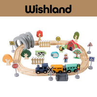 Wooden Farm Rail 42pcs Ages 3+ Train Track Play Set Railway Toy Gift For Kids by WISHLAND