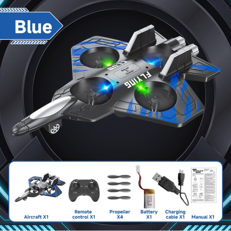 Thunder Charge Ages 14+ Aeroplane Drone with Lights Gift For Kids by WISHLAND - Blue