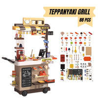 Food Studio Series Ages 3+ Fried Chicken Fast Food Teppanyaki Grill Shop Pretend Play Gift For Kids by WISHLAND