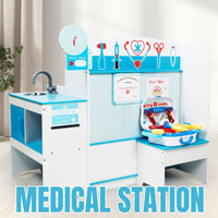 Wooden Medical Station Multi-Sided Pretend Play