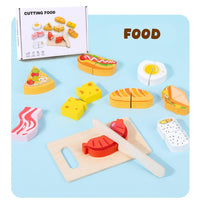 Wooden Cutting Food with Slice Board Ages 2+ Pretend Playset Gift For Kids by WISHLAND