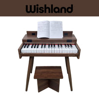 Wooden Digital Piano with Stool Ages 3+ Realistic Musicial Instrument Gift For Kids by WISHLAND