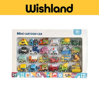 Mini Cartoon Car Ages 3+ Pull Back Vehicle Toy 24 Pieces Gift For Kids by WISHLAND