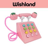 Wooden Strawberry Phone Ages 3+ Pretend Vintage Telephone Gift For Girls by WISHLAND