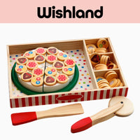 Wooden Pizza Set Ages 3+ Pretend Food Cutting Toys Kitchen Toy by WISHLAND