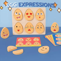 Wooden Egg Expression Puzzle Matching Game for Kids by WISHLAND