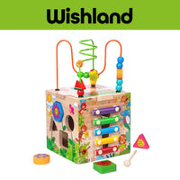 Wooden Activity Cube Toy Ages 3+ Multi-Activity Toy Gift For Kids by WISHLAND
