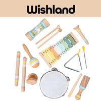 Wooden Musical Instrument Set 9pcs Ages 3+ Percussion Music Toys Gift For Kids by WISHLAND