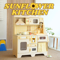 BYJ BABIBO Wooden Sunflower Kitchen Real Water Lights and Sounds Cooking Pretend Play Set