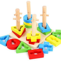 Wooden Geometric Nesting Educational Preschool Toy Montessori Toys by WISHLAND