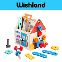 Wooden Tool Basket Ages 3+ Workbench Construction Pretend Toy Gift For Boys and Girls by WISHLAND