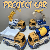 Project Car Screwdriver Assembling Building Vehicle Excavator Crane Mixer Transport Truck for Kids by WISHLAND