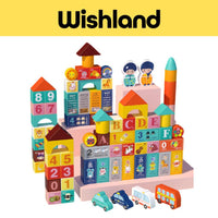 Wooden Study Theme Creative Building Blocks  Ages 3+ Letter Train Educational Toy Gift For Kids by WISHLAND