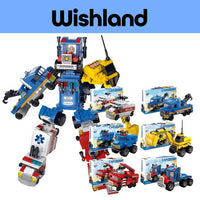 Car Robot Blocks  Ages 4+ 6in1 Vehicle Transformable Gift For Kids by WISHLAND