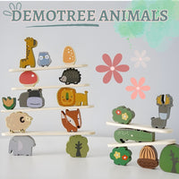 DEMOTREE The Animals in the Forest Wooden Stackable Toy Set for Kids by WISHLAND