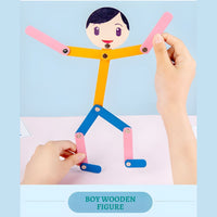 Wooden Stick Man Montessori Interactive Toys with 24 Cards for Kids by WISHLAND