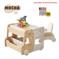 Mini Bus Double Sided Table Ages 3+ Multi-Mode Functional Study Table Gift For Kids by WISHLAND