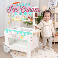 BABIBO Large Ice Cream Pushcart Counter Playset for Kids Pretend Play by WISHLAND