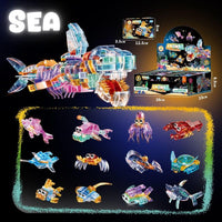 Crystal Building Blocks Ages 3+ 12in1 Transparent Light-Up Animal Gift For Kids by WISHLAND