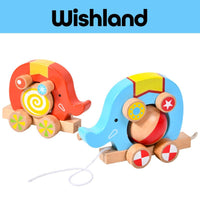 Wooden Elephant Trailer Ages 2+ Colorful Circus Pull Along Gift For Kids by WISHLAND