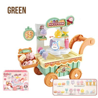 Cart Dessert Trolley Ages 3+ Pretend Ice Cream Pushcart with Lights and Sounds Gift For Kids by WISHLAND