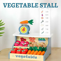 Wooden Vegetable Stand  Selling Simulation Toy for Kids by WISHLAND