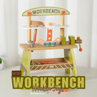 Wooden Mini Workbench Green Set Tools Pretend Toys for Kids by WISHLAND