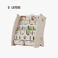 Tiny Bear Bookshelf Rack 5 Layers and 7 Layers Toys and Book Organizer by WISHLAND