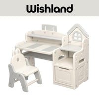 Study Table with Organizer and Rabbit Chair Ages 2+ Learning Desk Gift For Kids by WISHLAND