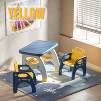 R Style Study Table with 2 Chairs for Children Activity Playroom Furniture by WISHLAND