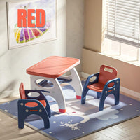 R Style Study Table with 2 Chairs for Children Activity Playroom Furniture by WISHLAND