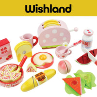 UMU Wooden Western Breakfast Time Ages 3+ Food with Bread Toaster Pretend Toy Gift For Kids by WISHLAND