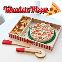 Wooden Pizza Set Ages 3+ Pretend Food Cutting Toys Kitchen Toy by WISHLAND