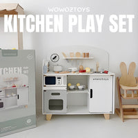 WOWOZTOYS Wooden White Minimalistic Kitchen Set for Kids Pretend Play by WISHLAND