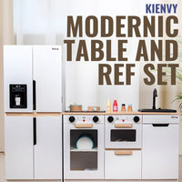 KIENVY Modernic Table and Refrigerator Set for Kids Pretend Play by WISHLAND