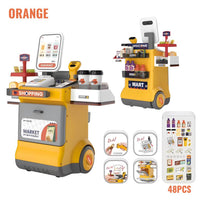Trolley Supermarket 48 Pieces Interactive Cash Register for Kids Pretend Play by WISHLAND