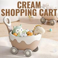 Cream Shopping Cart Walker Push Cart for Kids Early Development by WISHLAND