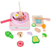 Wooden Induction Cooker Pretend Play Cooking Play Set for Kids by WISHLAND