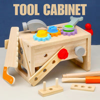 Wooden Tool Cabinet Colored Building Kit for Kids Pretend Play by WISHLAND