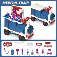 KOALA DIARY Train Medical Tool Set and Kitchen Pretend Vehicle Toy for Kids by WISHLAND