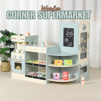 Wooden Corner Supermarket Baking Coffee Corner Vending Machine Pretend Toy for Kids by WISHLAND