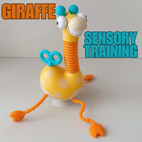 Giraffe Sensory Training Motor Skills Pull String Activity with Twisting Key & Neck Pop Tube for Kid