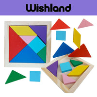 Wooden Mini Tangram Tetris Developmental Brain Teaser Puzzle  for kids by WISHLAND